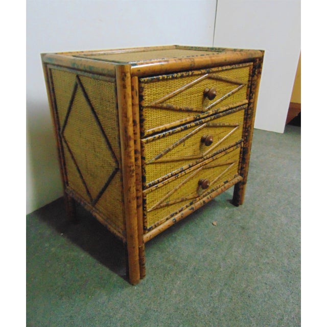 MidCentury Modern Style Burnt Bamboo Nightstand Chairish