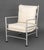 Warren McArthur (American, 1885-1961) Art Deco Easy Chair, aluminum, Bakelite, and fabric upholstery. 34" H x 23" W x 28"...