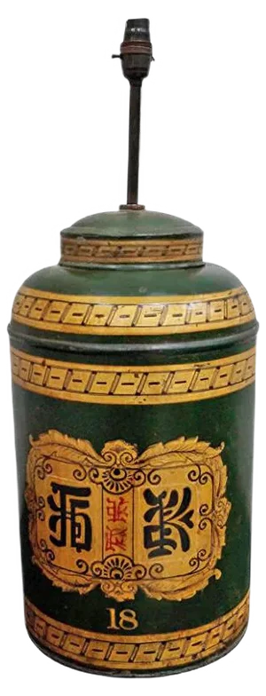 Large Antique Tea Tin Table Lamp