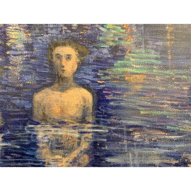 Giampaolo Talani "Mid-August Night" Oil on Board, Large Figurative Nocturne, Tuscan Coastal Art, Contemporary Art by Italian Master, 2000 For Sale - Image 4 of 10