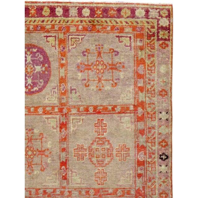 Rustic Galerie Shabab Collection Early 20th Century East Turkestan Khotan Rug For Sale - Image 3 of 9
