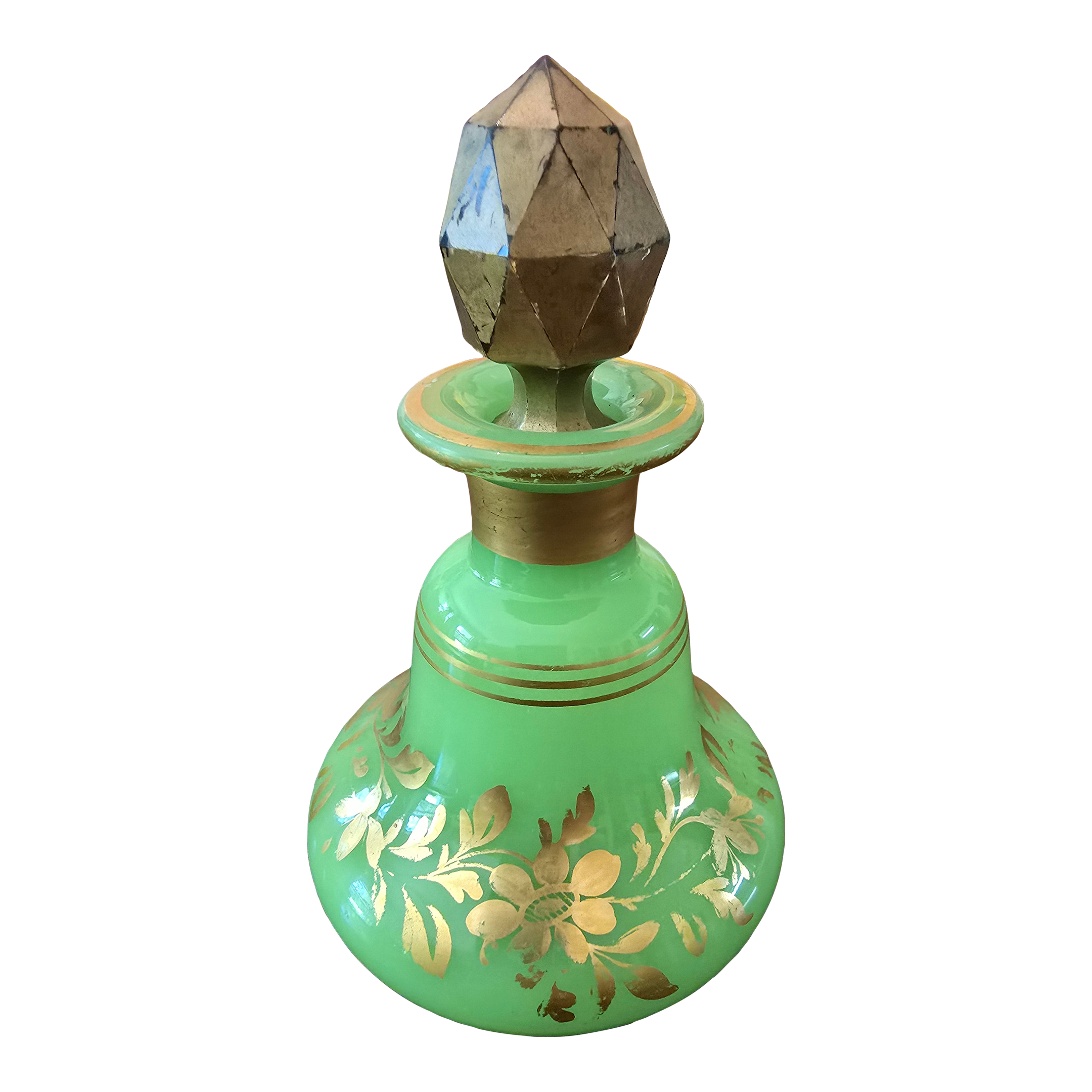 Antique Baccarat Style French Jade Opaline Crystal Perfume Bottle
