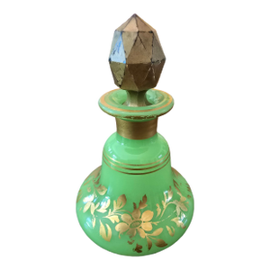 Antique Baccarat Style French Jade Opaline Crystal Perfume Bottle
