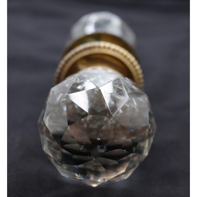 Vintage Faceted Glass Brass Passage Door Knob Set For Sale - Image 6 of 8
