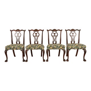 Romweber Antique Chippendale Carved Mahogany Dining Chairs, Set of Four For Sale