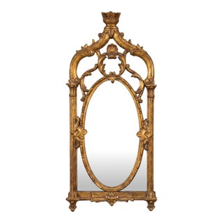 19th-C. Petite Italian Rococo Carved Giltwood Shell Motif Wall Mirror For Sale