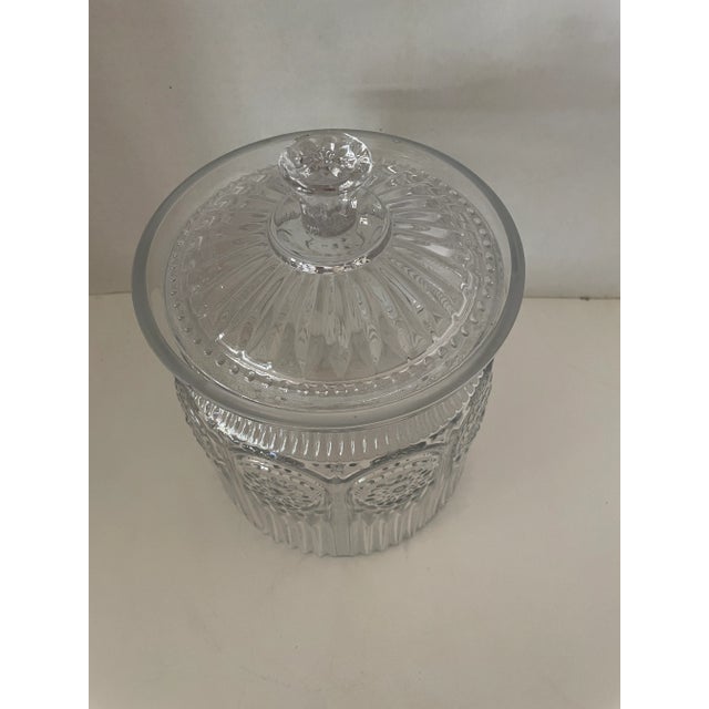 Art Deco 1930s Art Deco Rona Crystal Glass Lidded Biscuit/Cookie Jar Marked For Sale - Image 3 of 8