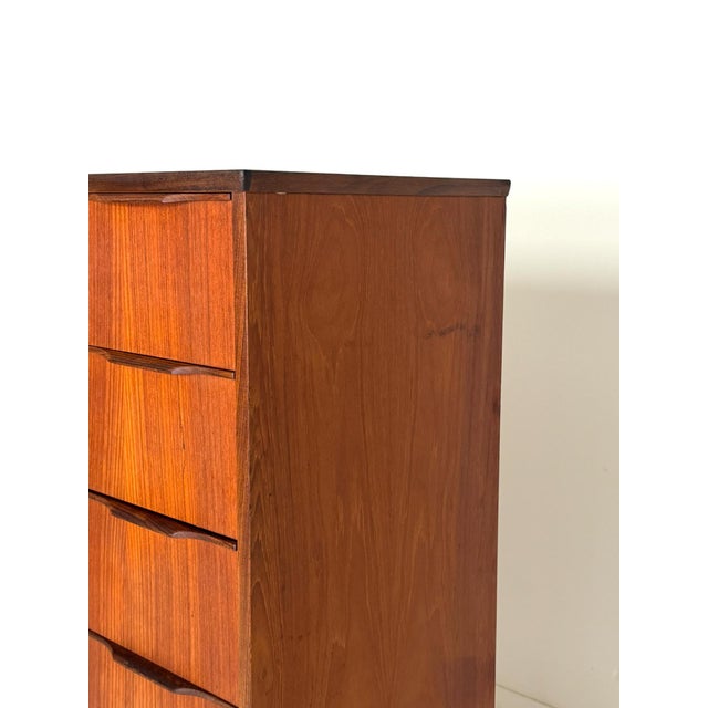 Danish Tallboy Chest in Teak, 1960s For Sale - Image 4 of 9