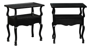 French Mid-Century 2-Tier Black End Tables