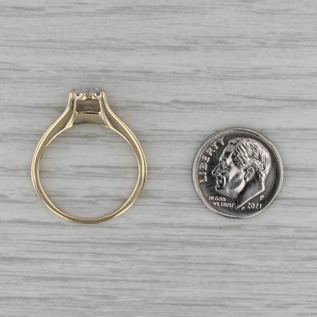 0.56ctw Diamond Cluster Engagement Ring 14k Yellow Gold Size 8.5 Cathedral Band For Sale In Greensboro - Image 6 of 8