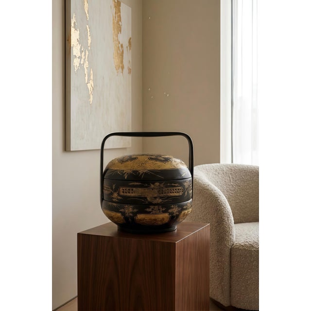 Add a striking touch of Chinoiserie elegance to your space with this vintage Chinese wedding basket. Beautifully crafted...