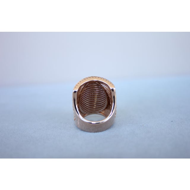 Rose Palmiero Unique White Diamond Brilliant Pave 18 Karat Rose Gold Unique Dome Ring, Size 7.25 For Sale - Image 8 of 18