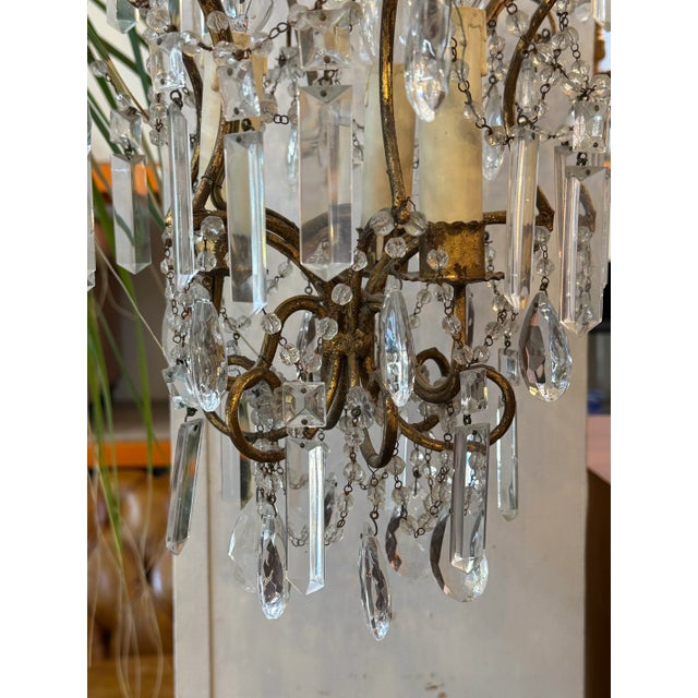 Metal Pair of Vintage Beaded Chandelier For Sale - Image 7 of 9