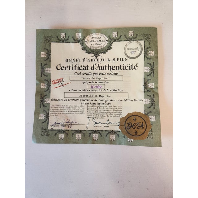 Neoclassical 1970s Napoleon and Josephine Decorative Limoge Plate For Sale - Image 3 of 4