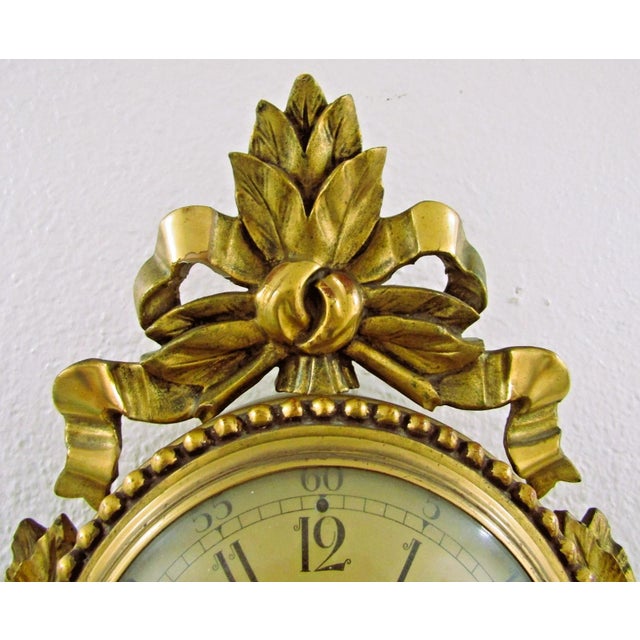 1960s Vintage Swedish Rococo Style Cartel Wall Clock by Westerstrand Töreboda For Sale In Miami - Image 6 of 17