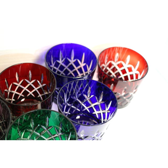 Beautiful handmade and hand cut Ajka Arabella jewel tone lowball/whiskey crystal glasses. These are high quality, heavy...