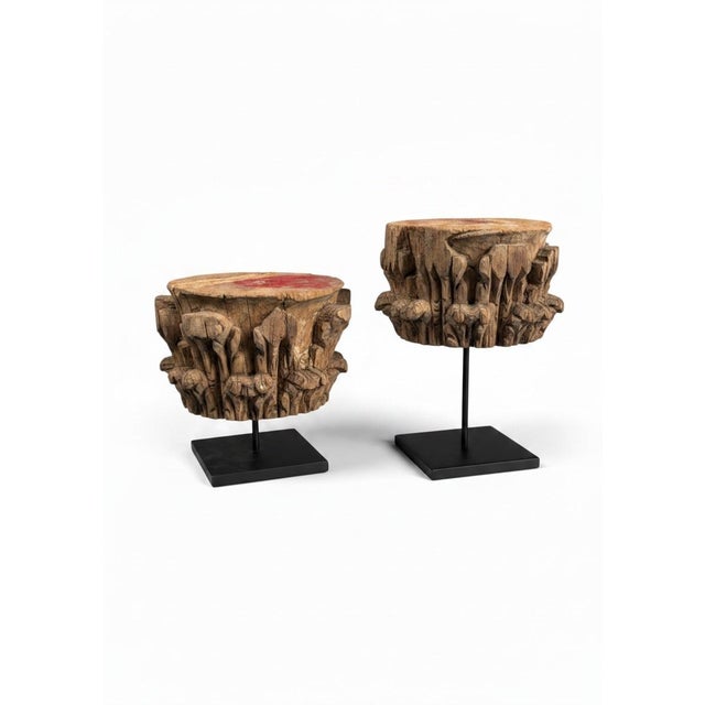 Antique Carved Wooden Corinthian Capitals, 1880, Set of 2 For Sale - Image 16 of 16