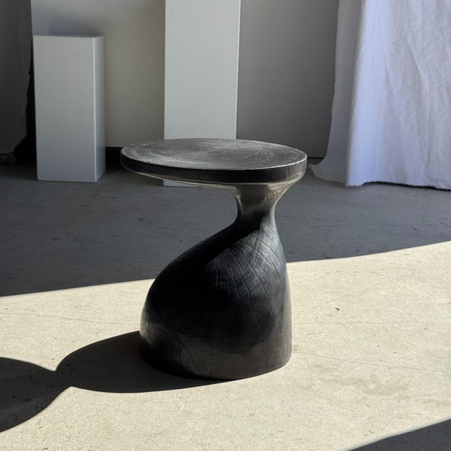 Wood Side Table in Black, 1980s For Sale - Image 11 of 11