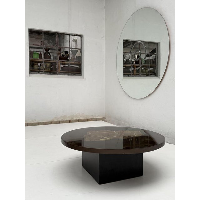 Brutalist Belgian Artisan Coffee Table with Inlaid Fossilized Stone, 1970s For Sale - Image 3 of 15