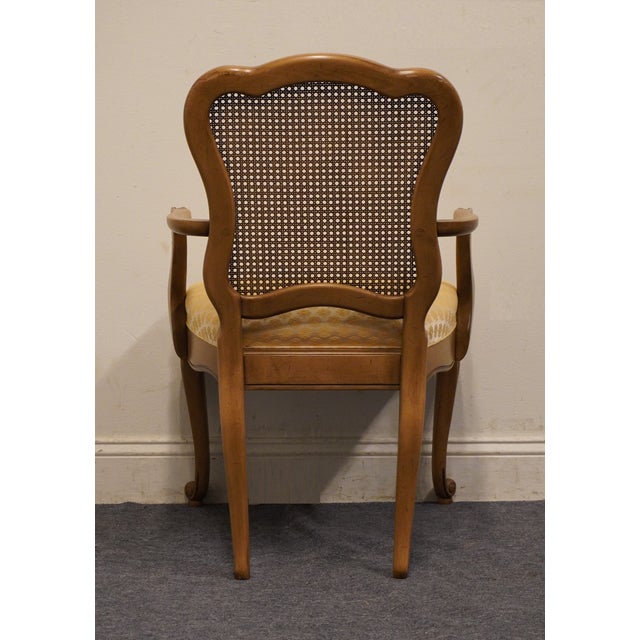Late 20th Century High End Vintage Solid Beech Country French Provincial Cane Back Dining Arm Chair For Sale - Image 5 of 8
