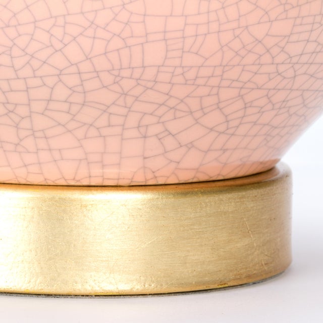 Casa Cosima Double Gourd Table Lamp, Pink Craquelure/Red Shade For Sale In Los Angeles - Image 6 of 7