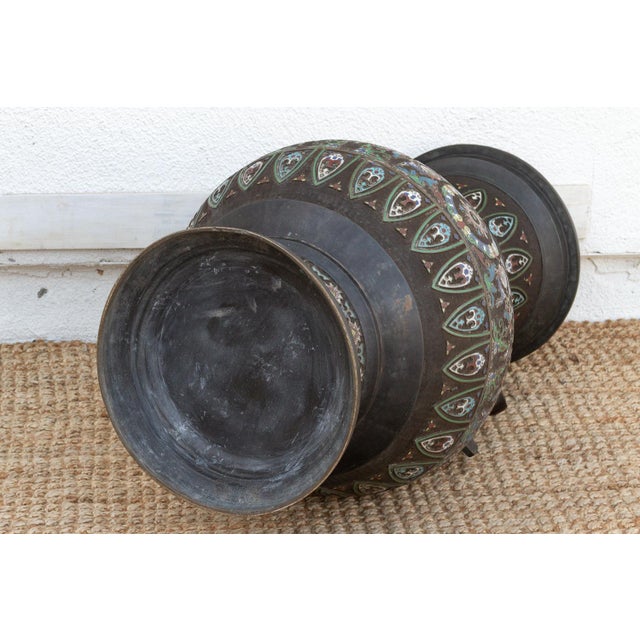 Massive Chinese Cloisonne Enamel Floor Vase For Sale - Image 9 of 11