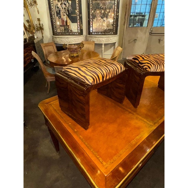 Art Deco Pair of Italian Art Deco Style Walnut Veneer Benches For Sale - Image 3 of 6