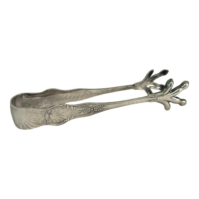 1900 Reed and Barton “Kings” Silver Plate Talon Ice Tongs For Sale