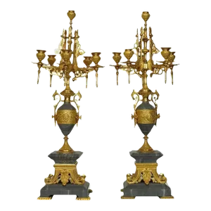 Pair French 19th Century Neo-Grecian Gilt Bronze Candelabras