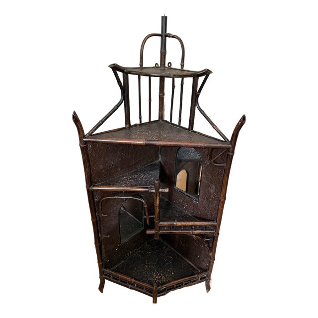 19th Century English Bamboo Corner Etarge For Sale