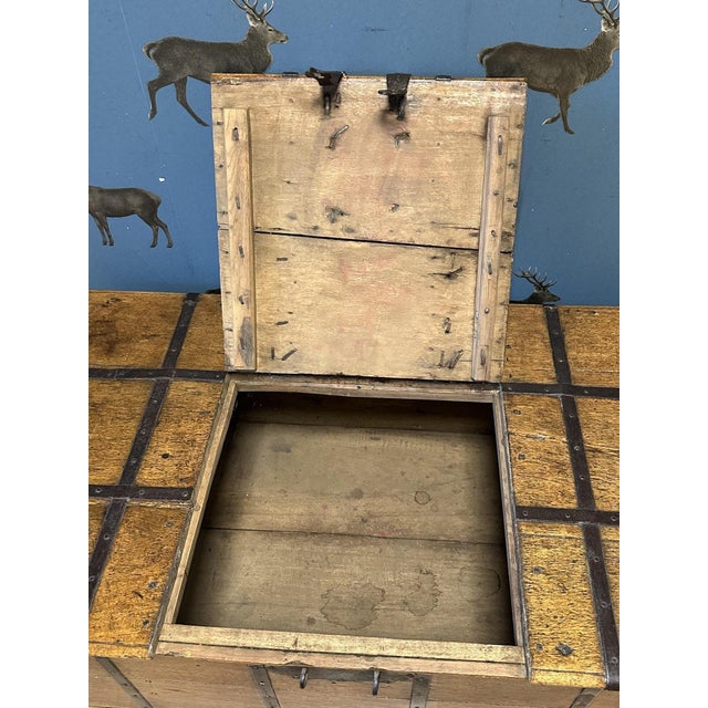 Wood Antique Weathered Teak Chest, 1840 For Sale - Image 7 of 12