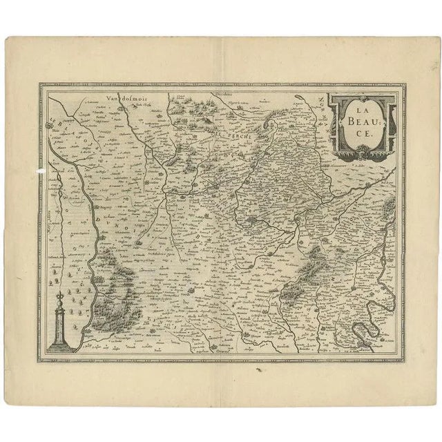 Antique Map of Beauce in France by Janssonius, 1650s For Sale