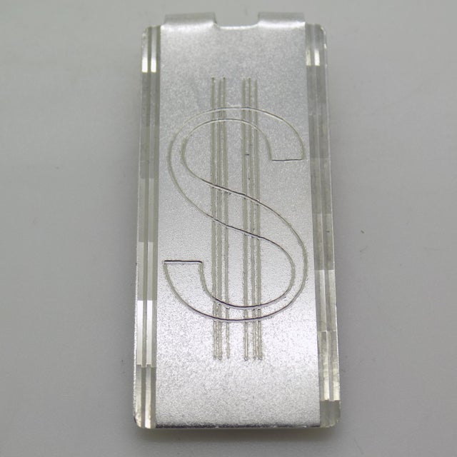 Italian Vintage Italian Handmade Genuine Sterling Silver 925 Engraved Money Clip With "$" For Sale - Image 3 of 9