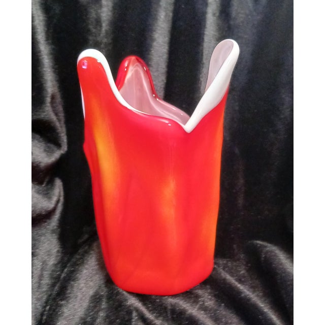 Japanese Mid 20th Century Japanese Cased Art Glass Handkerchief Vase - Attributed to Kreiss For Sale - Image 3 of 8