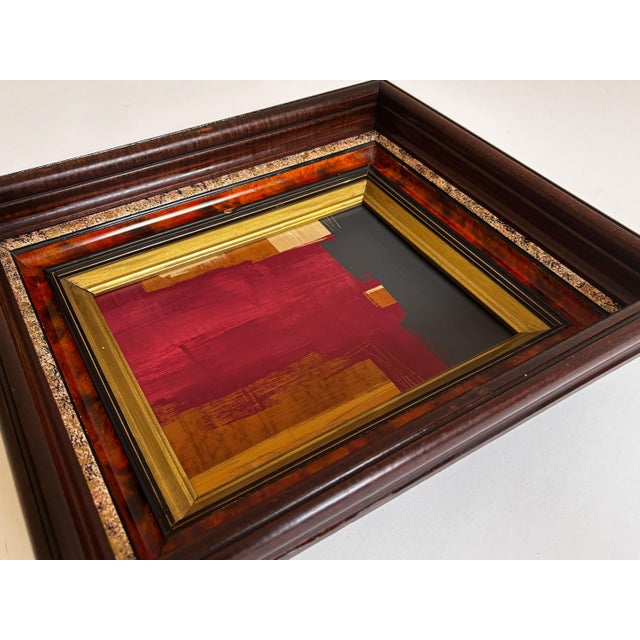 "Velvet Desire" Abstract Art in Antique Frame, Red Abstract Painting by JTS For Sale - Image 9 of 11
