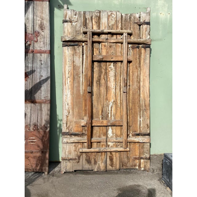 Rustic Old Vintage Mongolian Wood Door For Sale - Image 3 of 7