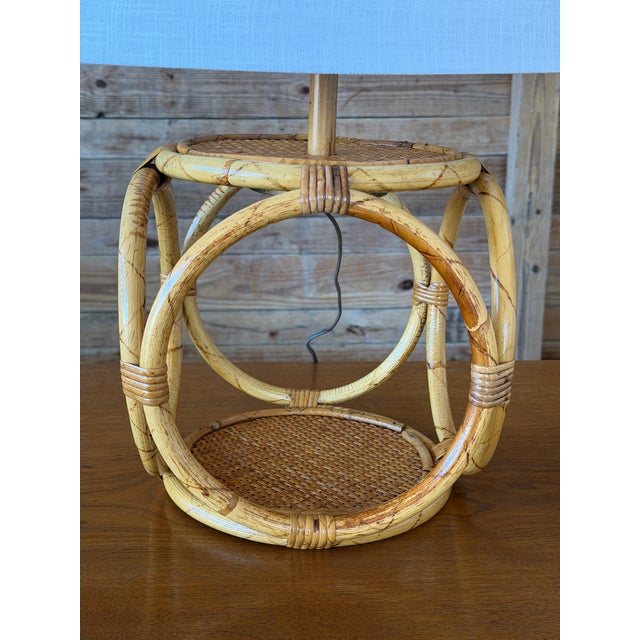 Vintage Hong Kong Rattan Loop Table Lamps - a Pair For Sale - Image 9 of 12