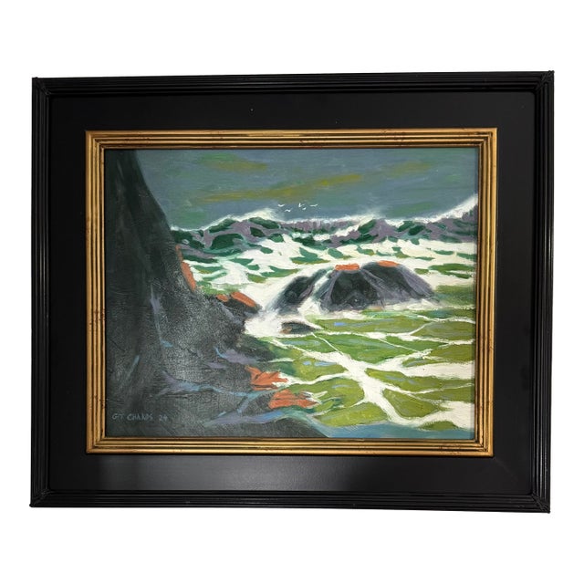 George T. Chakos: West Coast Series: "Rocky Shores of Marin County: Green Surf" For Sale