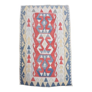 1970s Vintage Handmade Wool Cotton Red Area Rug For Sale