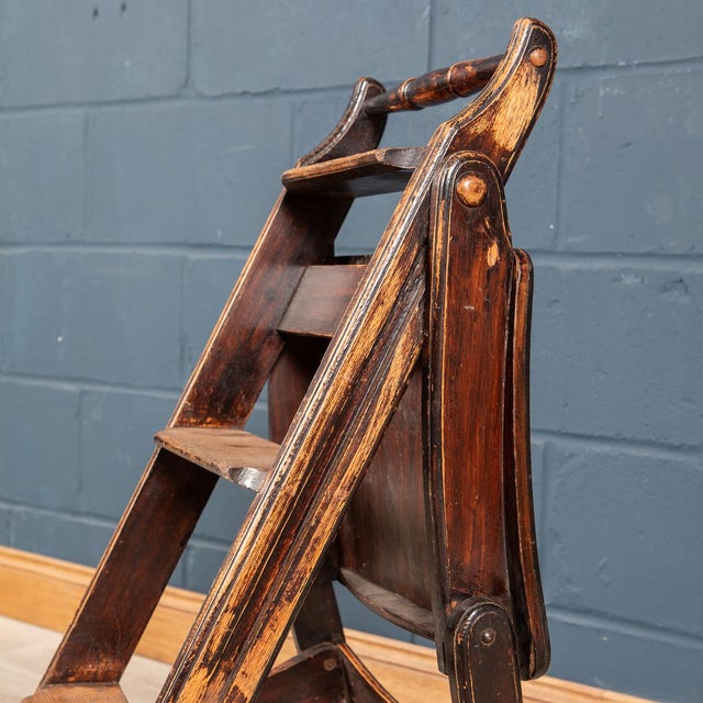 20th Century Metamorphic Oak Library Chair, England, 1900s For Sale - Image 17 of 18