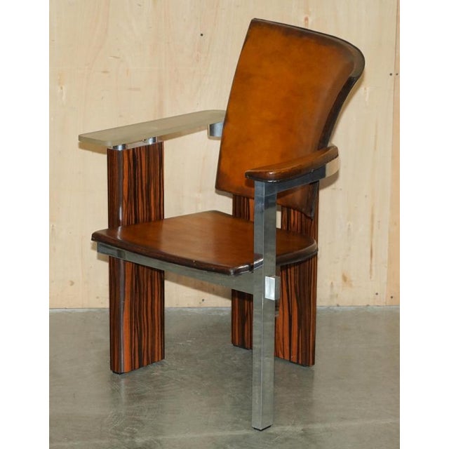 French Modernist Asymmetrical Zebrano Wood Armchairs, 1970s, Set of 2 For Sale - Image 16 of 18