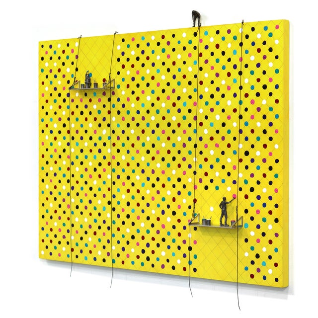 Contemporary Yellow Smudge - Original Contemporary Pop Art Painting on Wood by Jamie Burmeister For Sale - Image 3 of 9
