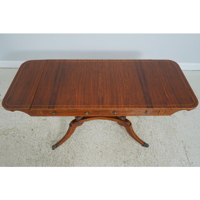 Wood 1990s Rosewood Vintage Bench Made Regency Style Dropleaf Library Table For Sale - Image 7 of 18