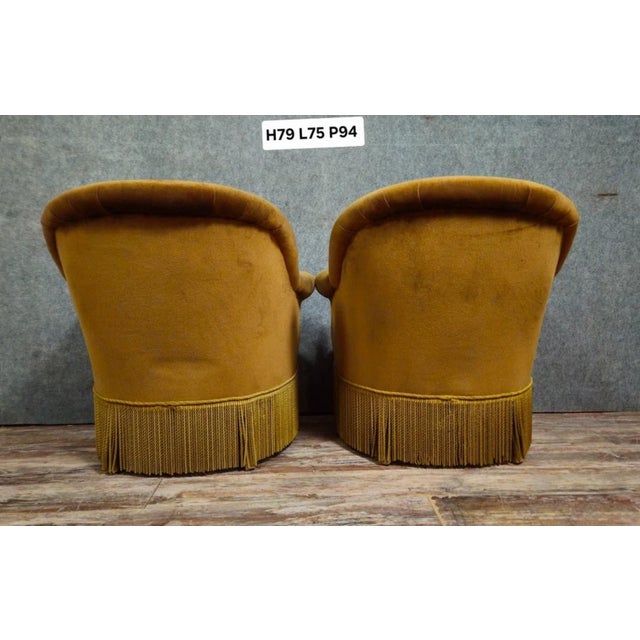 20th Century Velvet Toadstool Armchairs For Sale - Image 5 of 9