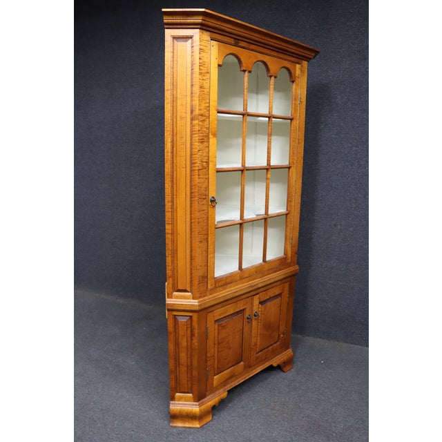 D. R. Dimes Benchmark Tiger Maple Corner Cabinet For Sale - Image 17 of 18