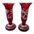 Pair of Antique Bohemian Glass Moser Ruby Bud Vases For Sale