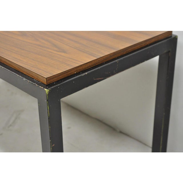 Vintage Mid Century Modern Steel Metal & Faux Rosewood Laminate Coffee Table For Sale - Image 9 of 14