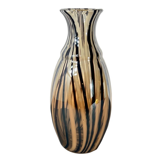 Hand Blown Art Glass Fenicio Swirl Floor Vase For Sale
