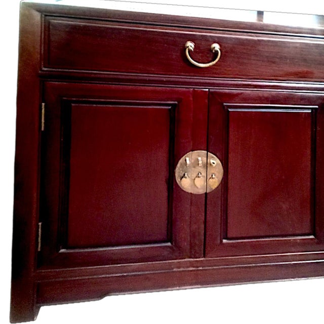 Oxblood Red Late 19th Century Ming-Style Ju-Mu Oriental Credenza or Sideboard For Sale - Image 8 of 10