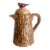 Mid-Century Folk Art Ceramic Faux Bois Tree Trunk Pitcher With Bird Finial For Sale